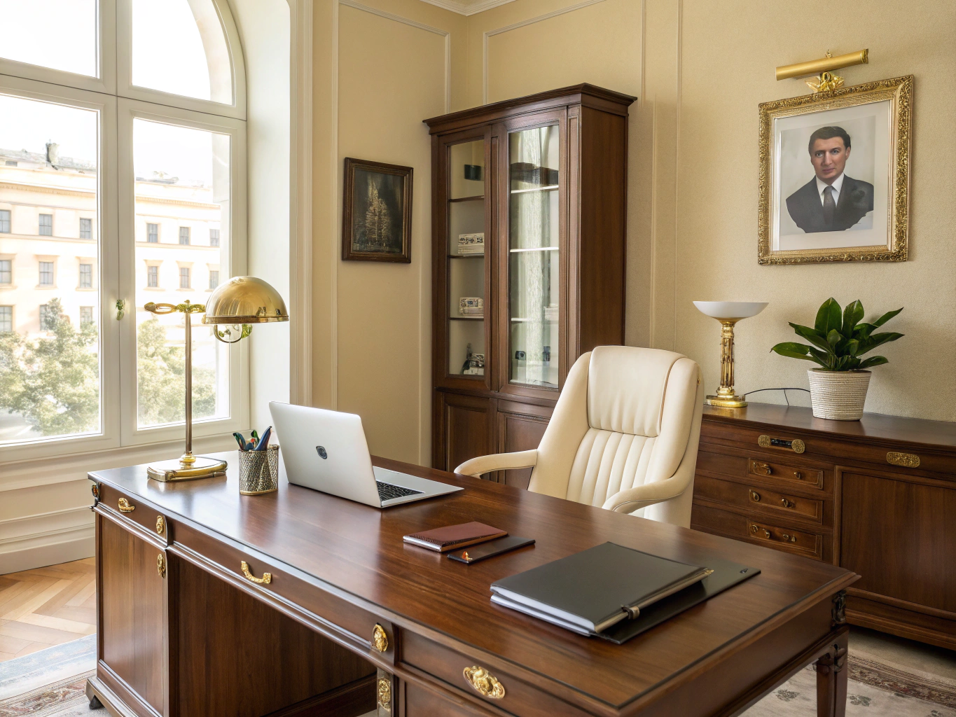 Aviation-themed home office with flight memorabilia