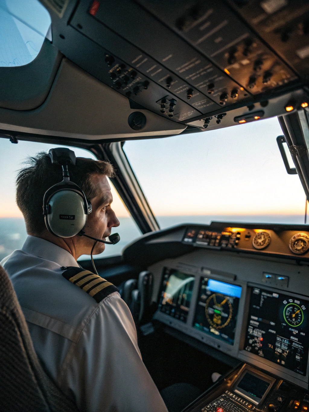 Pilot performing a pre-flight checklist