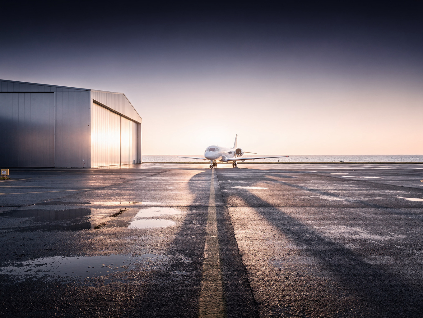 Runway at dawn coastal approach